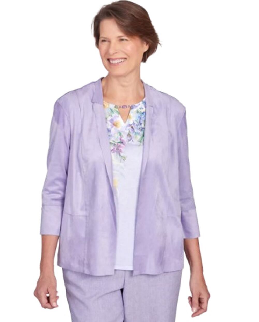 ALFRED DUNNER Isn't It Romantic Open Faux Suede Jacket 3X Purple Lilac NWT